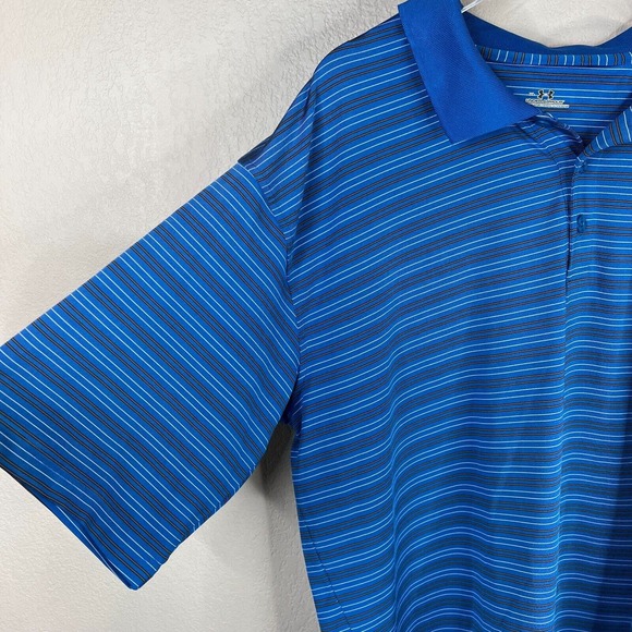 Under Armour Men's Classic Striped Polo Shirt Short Sleeve Blue Size XL - Picture 3 of 14